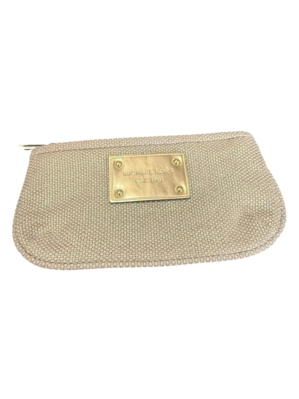Michael Kors Champagne Metallic Textured Wristlet Clutch